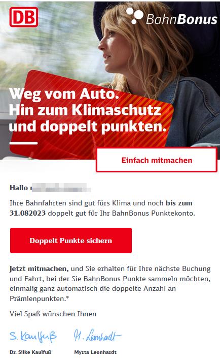 Doppelte Prämienpunkte für Sie