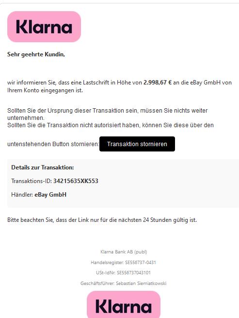 Sollten Sie die Transaktion nicht autorisiert haben, können Sie diese über den untenstehenden Button stornieren