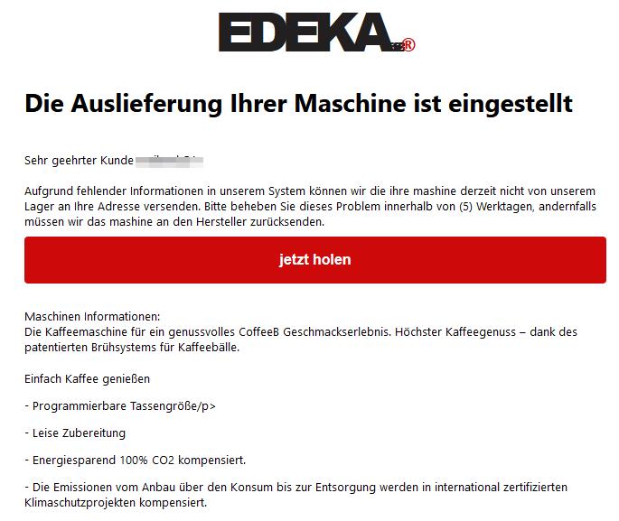 
Die Auslieferung der Maschine ist eingestellt