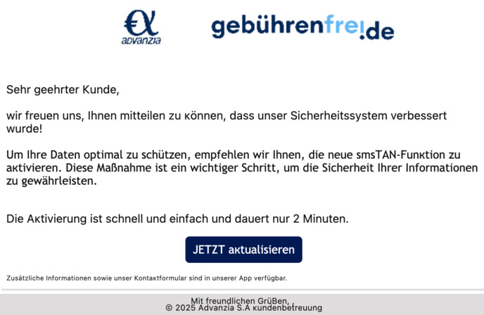 Sie sollen die SMS TAN-Funktion aktivieren.