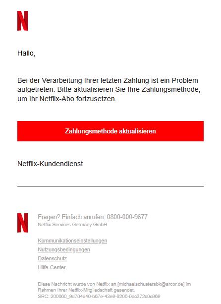  Aktualisieren Sie Ihre Zahlungsinformationen, um Ihr Konto weiterhin nutzen zu können 