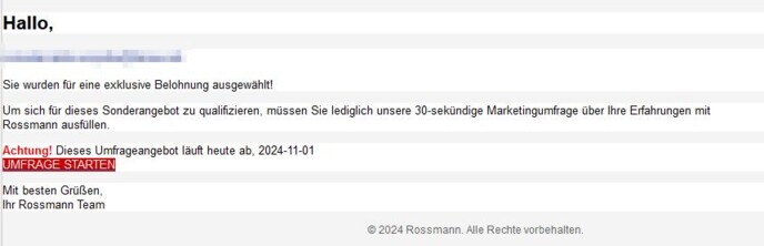 Eine Belohnung für Sie.