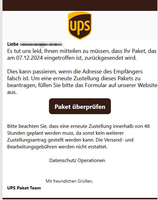 Paket überprüfen.