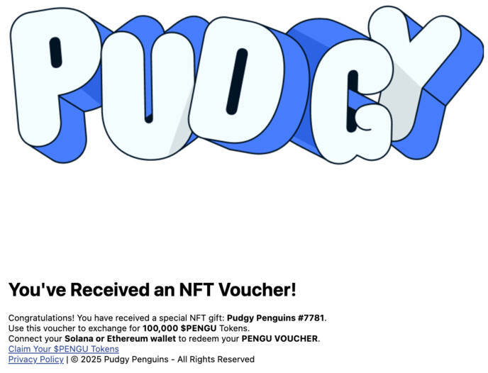 Angeblich haben Sie einen NFT-Voucher erhalten.