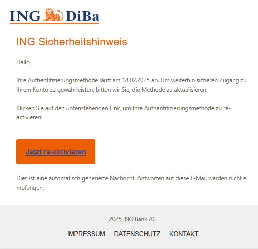 Ihre Authentifizierungsmethode läuft am 18.02.2025 ab.