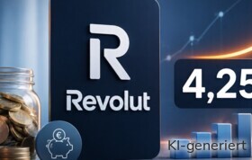 Revolut zahlt 4,25 % Zinsen auf das Tagesgeld.