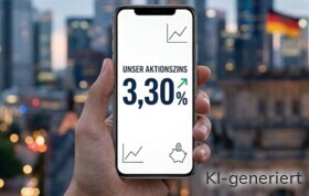 Ein aktueller Aktionszins liegt bei 3,30 % und die Bank bietet eine deutsche Einlagensicherung.