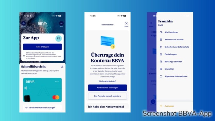 Einblick in die App der BBVA.