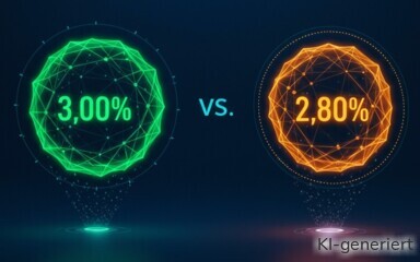 Tagesgeld mit 3,00 Prozent gegen Tagesgeld mit 2,80 Prozent.