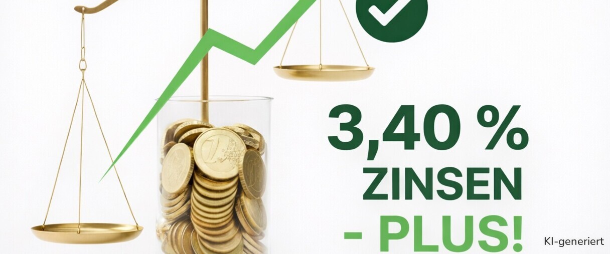 Die Consorsbank bietet ab dem 24. Februar 2026 3,40 Prozent auf das Tagesgeld.