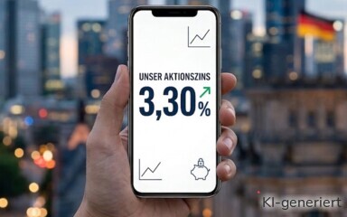 Ein aktueller Aktionszins liegt bei 3,30 % und die Bank bietet eine deutsche Einlagensicherung.