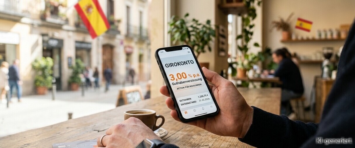 Guthabenverzinsung in Höhe von 3% auf das Girokonto. Eine spanische Bank bietet diese Konditionen an.