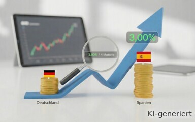 Tagesgeldzinsen Spanien und Deutschland.