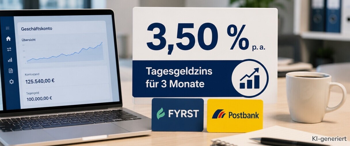 Fyrst und die Postbank haben das Firmentagesgeld auf 3,50 % angehoben. 