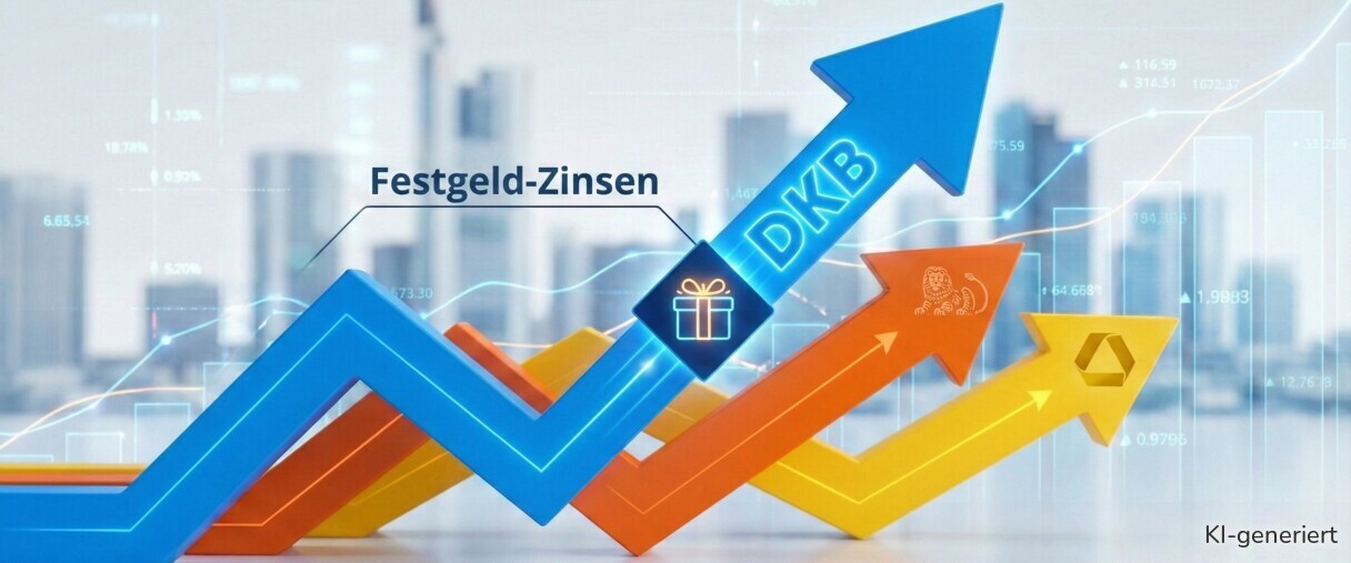 Festgeldzinsen DKB, ING, Commerzbank im Vergleich.