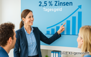 Das Business-Konto der Postbank bietet 2,5 % Zinsen.