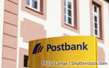Postbank-Schild mit Logo