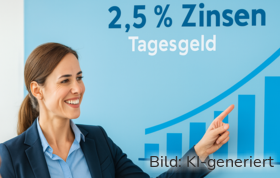 Das Business-Konto der Postbank bietet 2,5 % Zinsen.