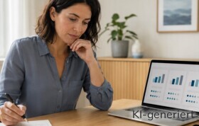 Die Geschäftsfrau muss sich zwischen den Geschäftskonten entscheiden.