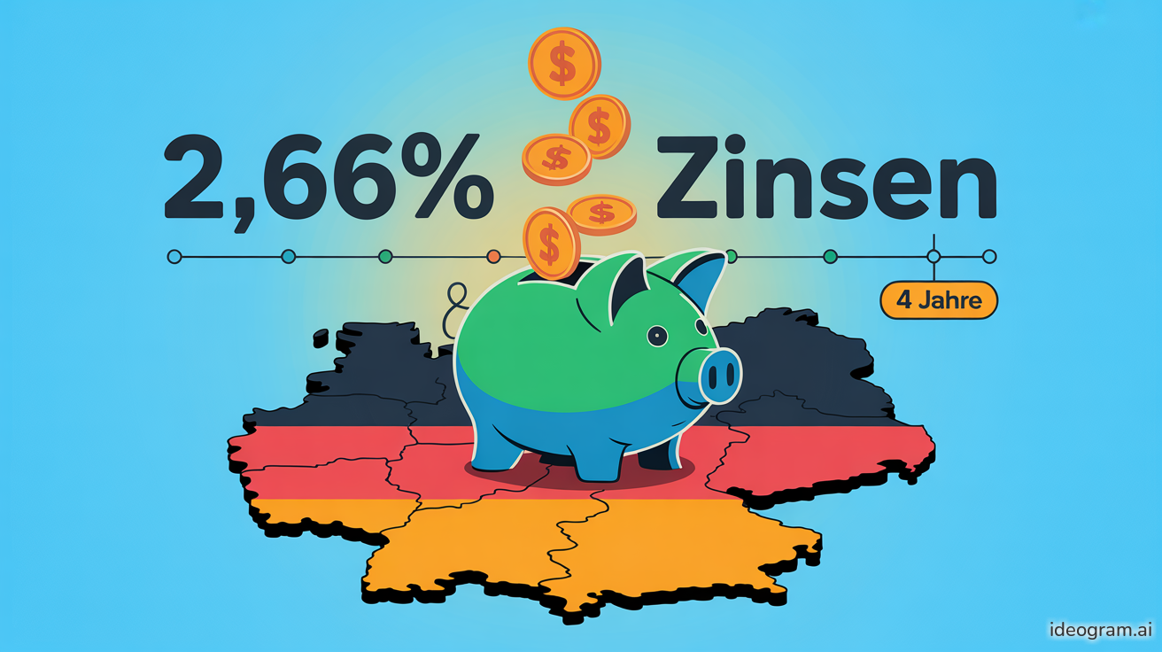Festgeld mit 4 Jahren Laufzeit und 2,66 % Zinsen aus Deutschland.