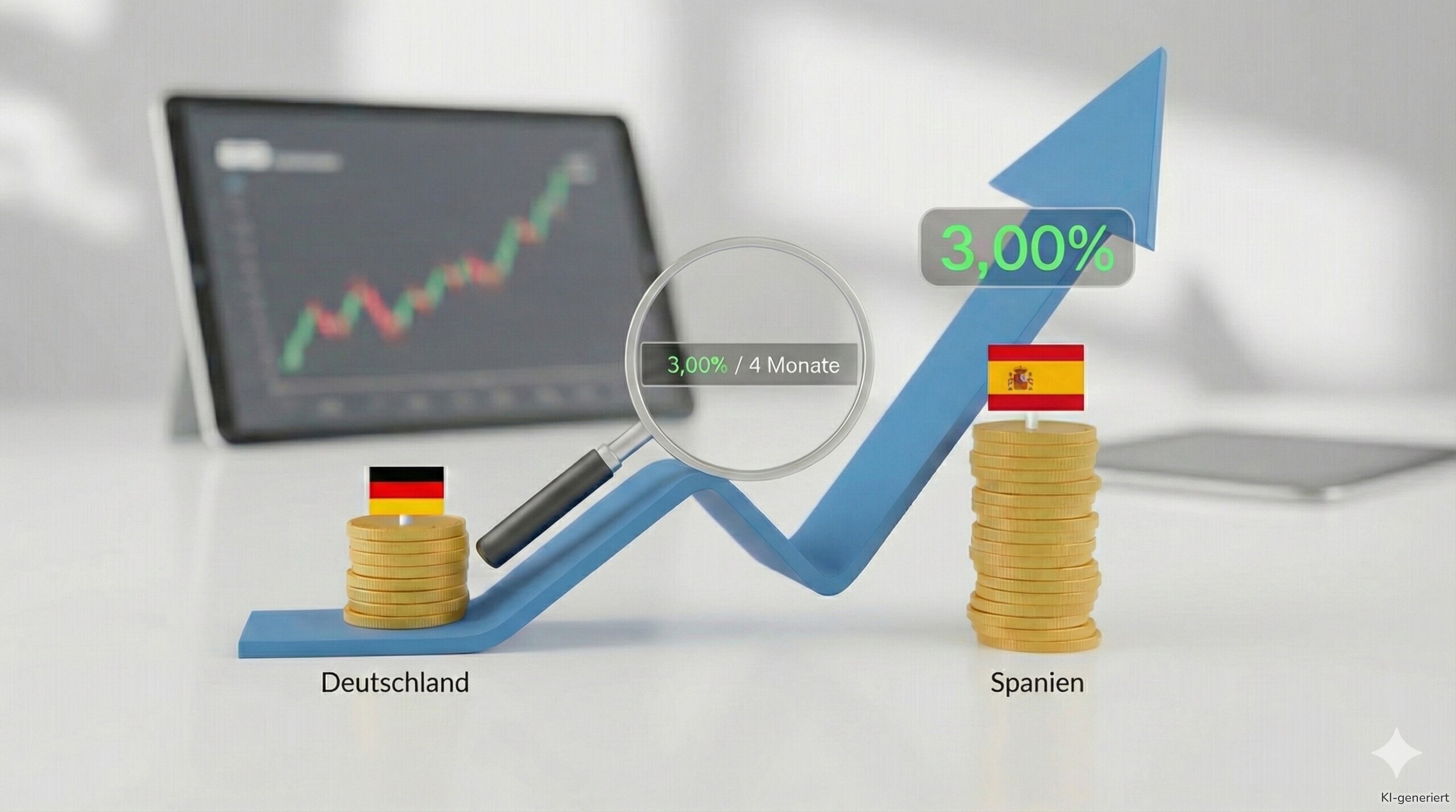 Tagesgeldzinsen Spanien und Deutschland.