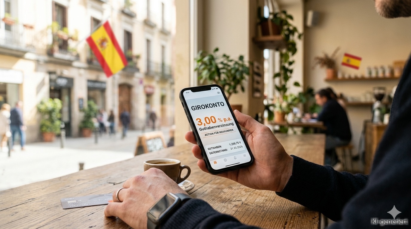 Guthabenverzinsung in Höhe von 3% auf das Girokonto. Eine spanische Bank bietet diese Konditionen an.