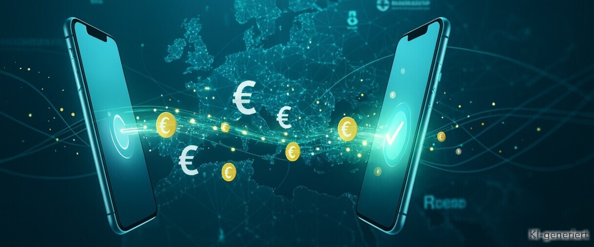 Übertragung Geld von Smartphone zu Smartphone.