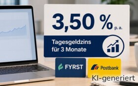 Fyrst und die Postbank haben das Firmentagesgeld auf 3,50 % angehoben. 