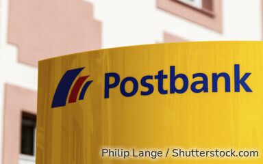 Postbank-Schild mit Logo