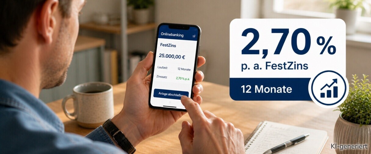 Die Deutsche Bank und die Postbank bieten bei ihrer FreshMoney-Aktion 2,7% Zinsen für 12 Monate.