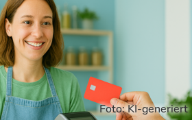 Bezahlszene im Geschäft.