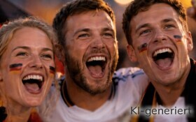 Deutsche Fußball-Fans jubeln.