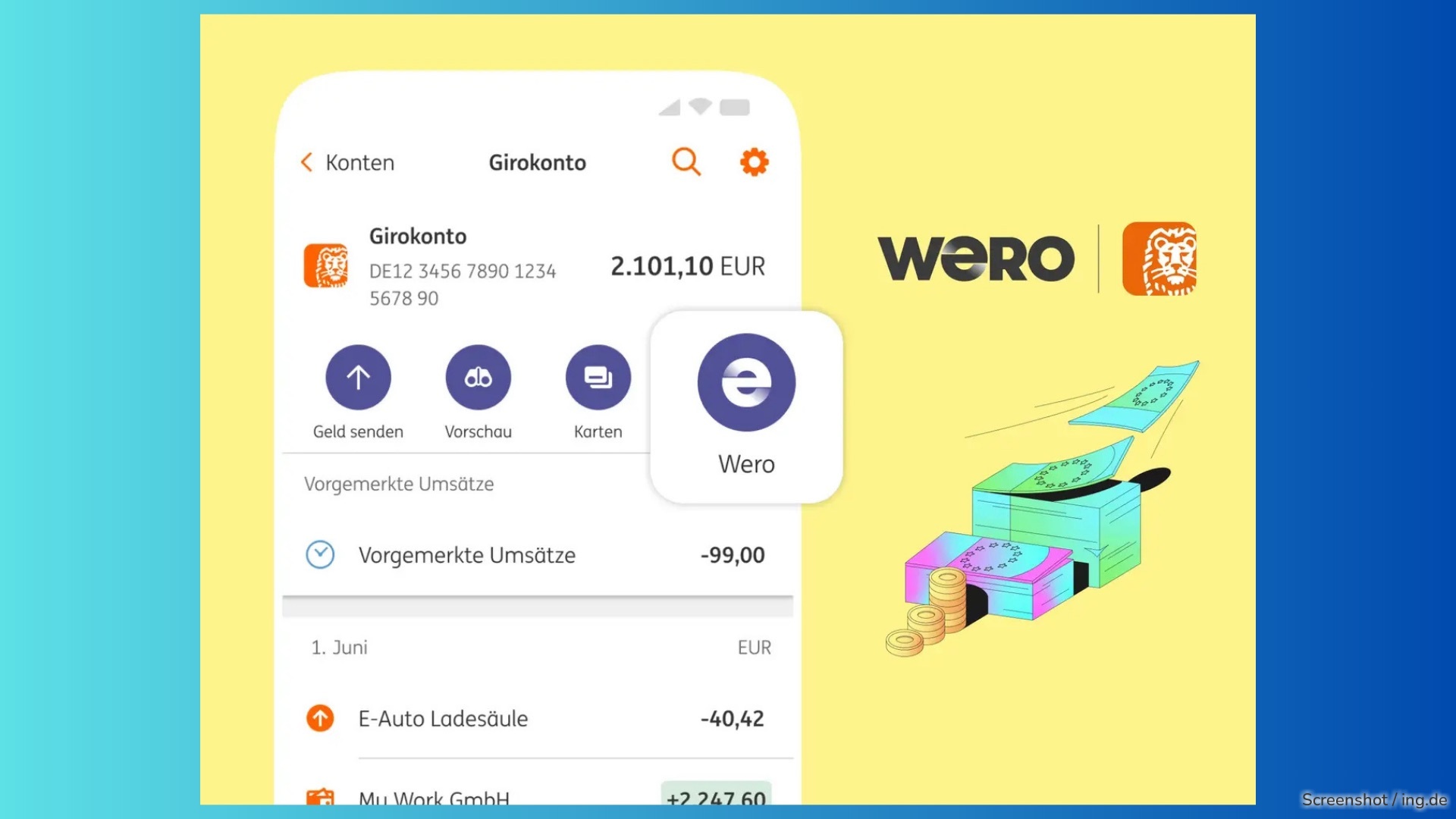 Wero können Sie auch in der ING-App nutzen.