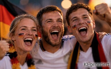 Deutsche Fußball-Fans jubeln.