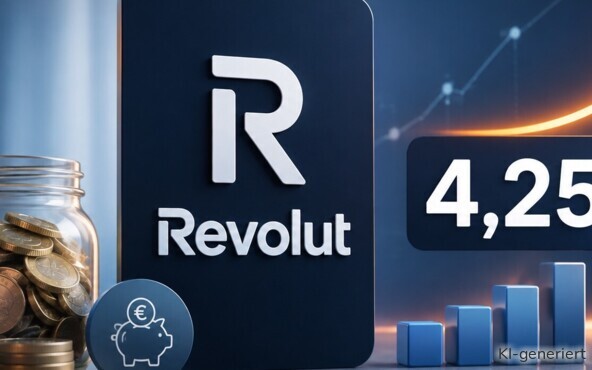 Revolut zahlt 4,25 % Zinsen auf das Tagesgeld.