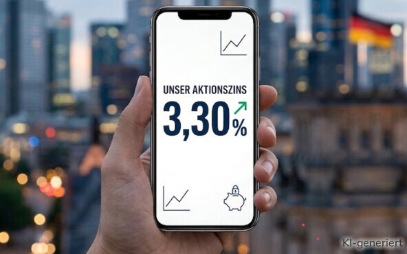 Ein aktueller Aktionszins liegt bei 3,30 % und die Bank bietet eine deutsche Einlagensicherung.