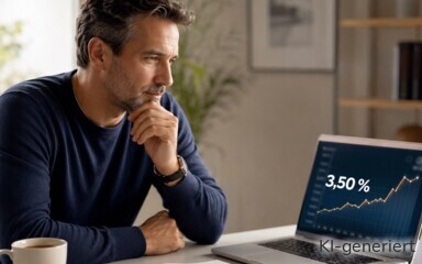 Ein Mann sitzt nachdenklich vor seinem Laptop.