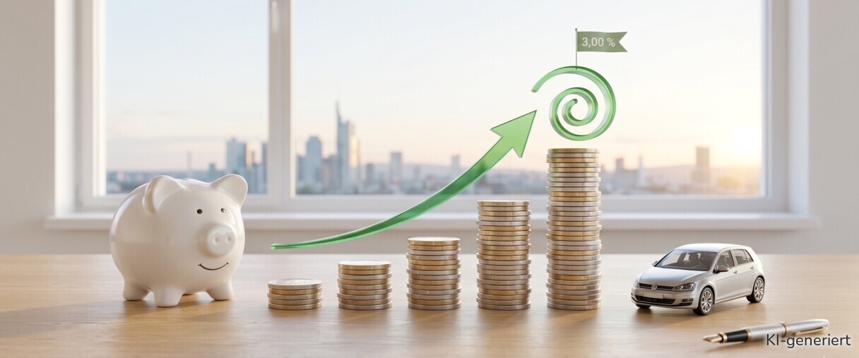 Die Volkswagenbank erhöht die Zinsen für Festgeld und Sparbrief.