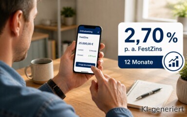 Die Deutsche Bank und die Postbank bieten bei ihrer FreshMoney-Aktion 2,7% Zinsen für 12 Monate.