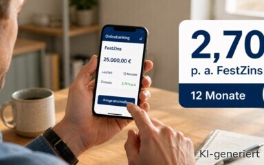 Die Deutsche Bank und die Postbank bieten bei ihrer FreshMoney-Aktion 2,7% Zinsen für 12 Monate.