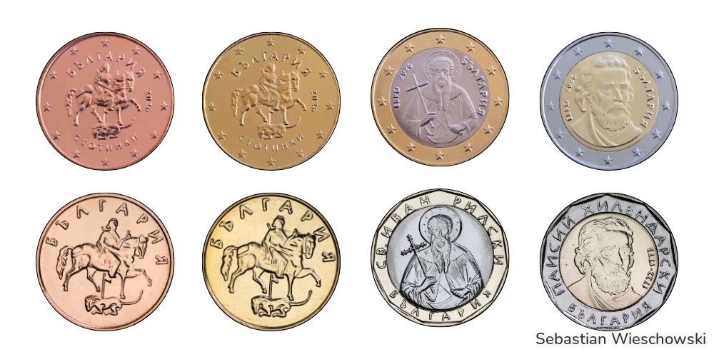 Bulgarische Währung Lewa im Vergleich zum Euro.