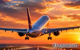Startendes Flugzeug. 