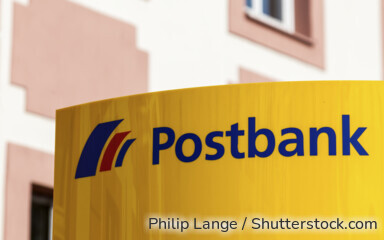 Postbank-Schild mit Logo