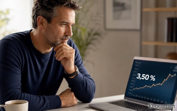 Ein Mann sitzt nachdenklich vor seinem Laptop.