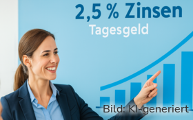 Das Business-Konto der Postbank bietet 2,5 % Zinsen.