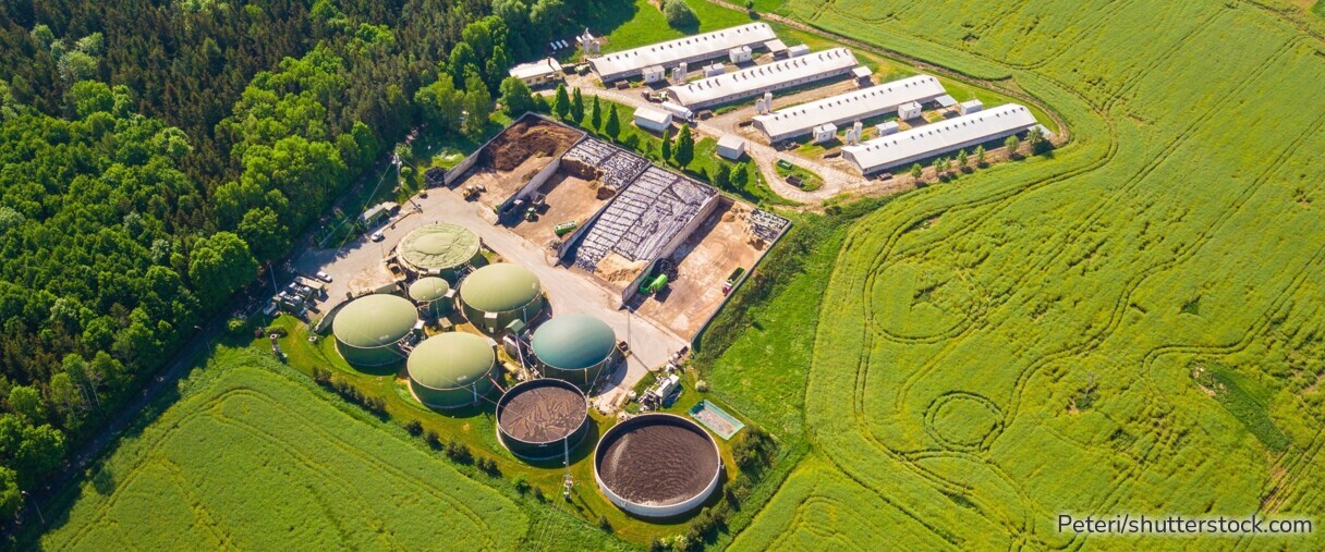 Edelstahl-Gärbehälter einer Biomethananlage in Friesoythe: Aus Gülle und Mist wird Biogas zu Biomethan aufbereitet.