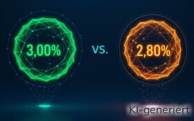 Tagesgeld mit 3,00 Prozent gegen Tagesgeld mit 2,80 Prozent.