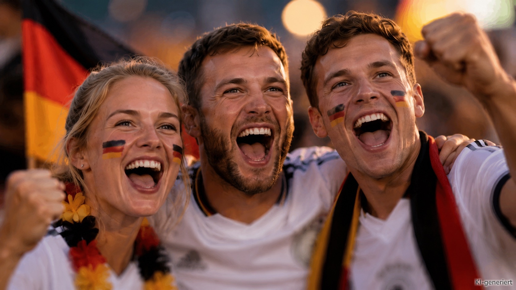 Deutsche Fußball-Fans jubeln.