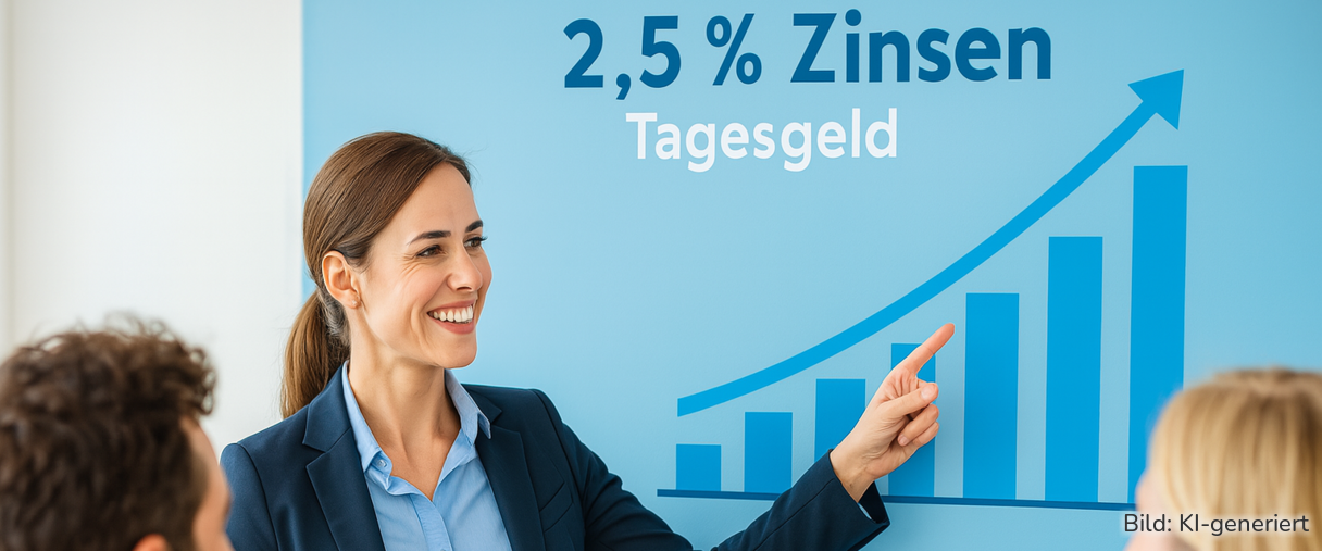 Das Business-Konto der Postbank bietet 2,5 % Zinsen.