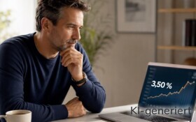 Ein Mann sitzt nachdenklich vor seinem Laptop.